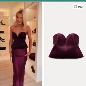 Zara Velvet Corset Burgundy Size XS